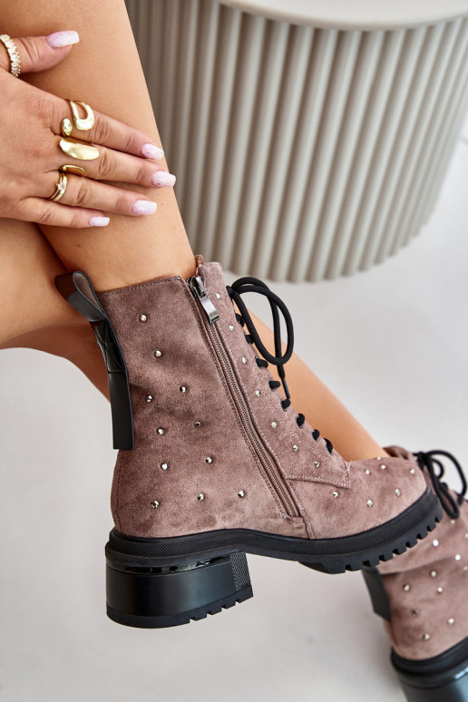 Decorated Ankle Boots Workery Women's Insulated D&A MR880-017 Taupe