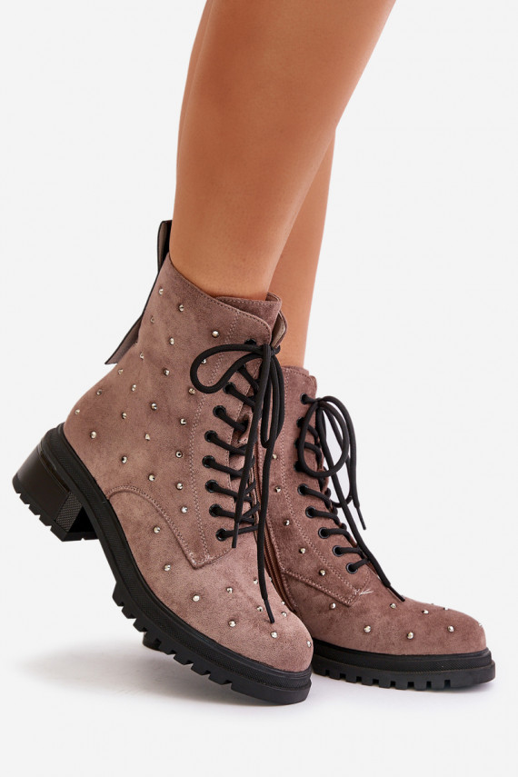 Decorated Ankle Boots Workery Women's Insulated D&A MR880-017 Taupe