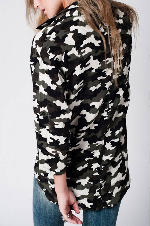 Ladies long shirt in camo print
