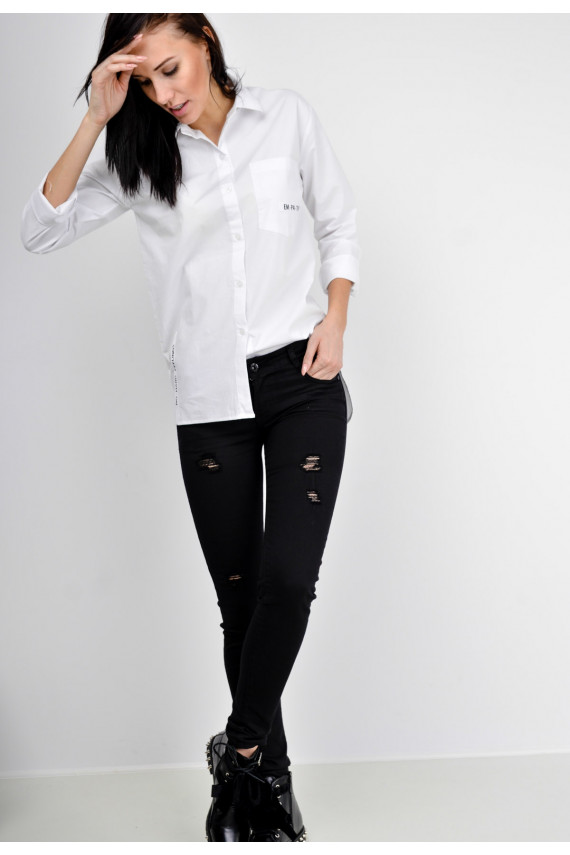 Black skinny pants with rips