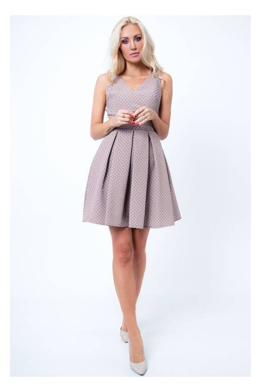 Party dress with opewnwork sleeves and neckline Party dress with opewnwork sleeves and neckline