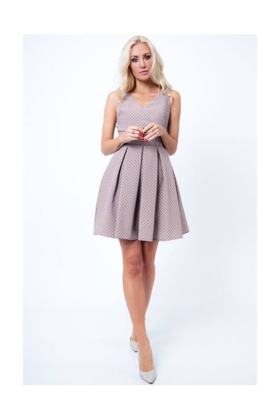 Party dress with opewnwork sleeves and neckline