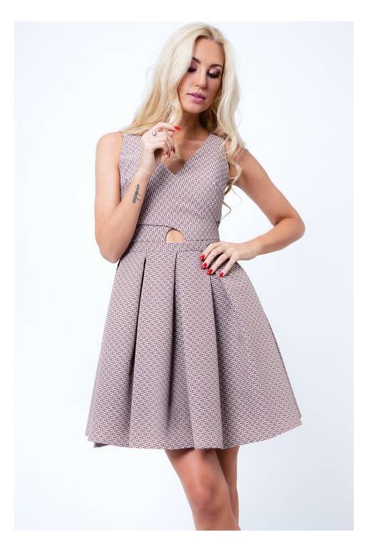 Party dress with opewnwork sleeves and neckline Party dress with opewnwork sleeves and neckline