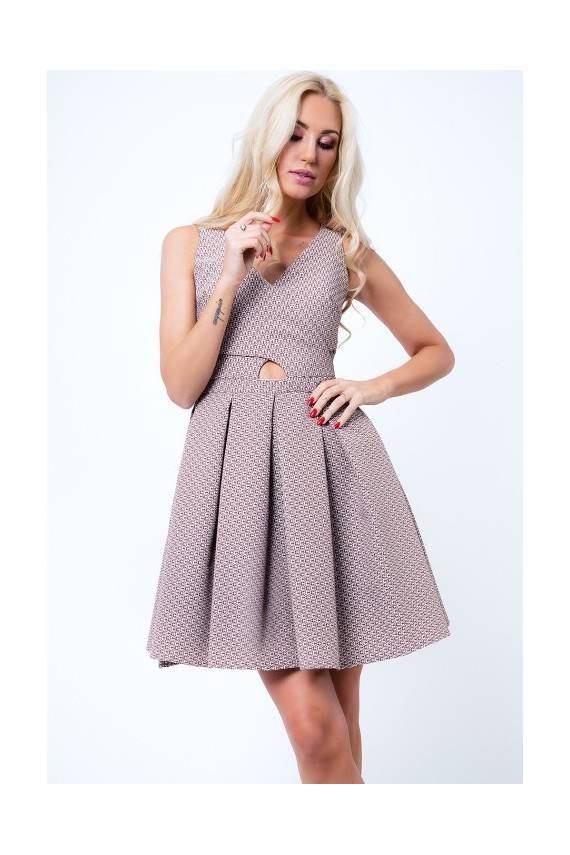 Party dress with opewnwork sleeves and neckline