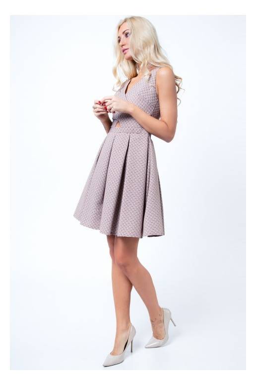 Party dress with opewnwork sleeves and neckline Party dress with opewnwork sleeves and neckline