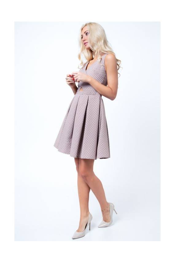 Party dress with opewnwork sleeves and neckline