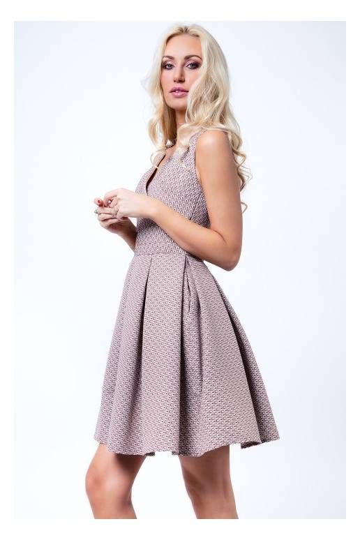 Party dress with opewnwork sleeves and neckline Party dress with opewnwork sleeves and neckline