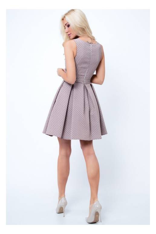 Party dress with opewnwork sleeves and neckline Party dress with opewnwork sleeves and neckline