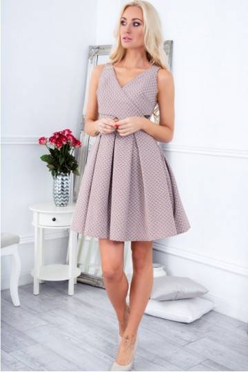 Party dress with opewnwork sleeves and neckline