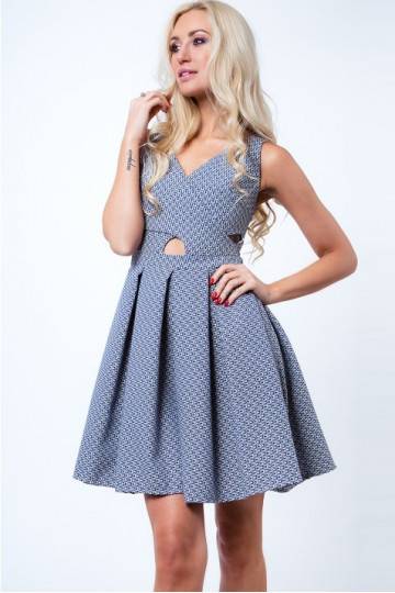 Party dress with opewnwork sleeves and neckline 2