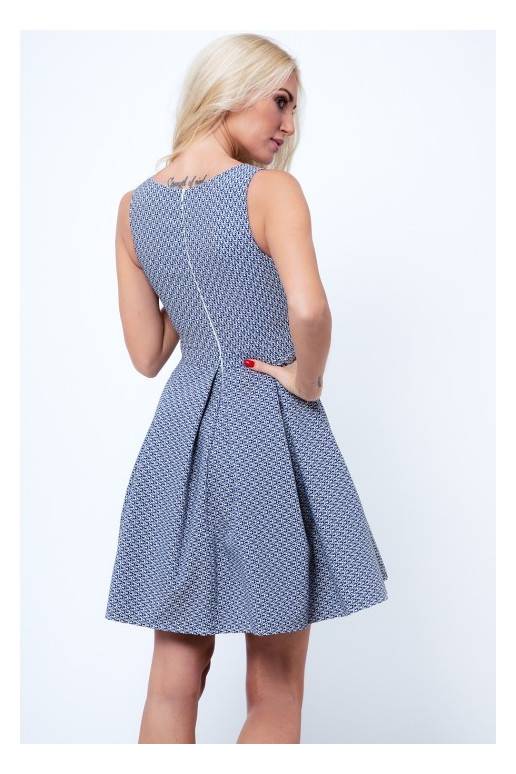 Party dress with opewnwork sleeves and neckline