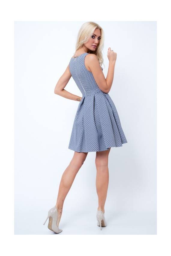 Party dress with opewnwork sleeves and neckline