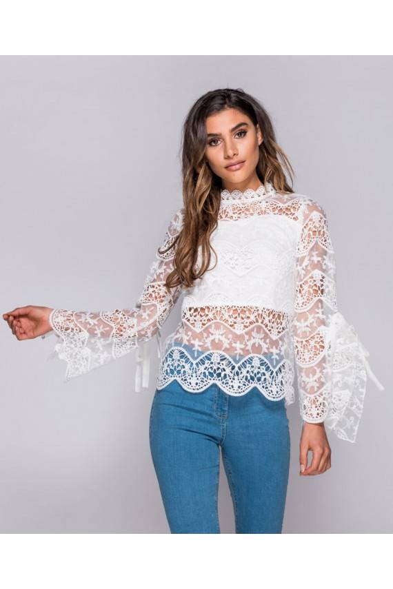 Bohemian Lace Blouse in White