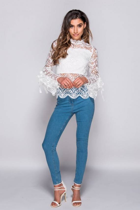  Bohemian Lace Blouse in White