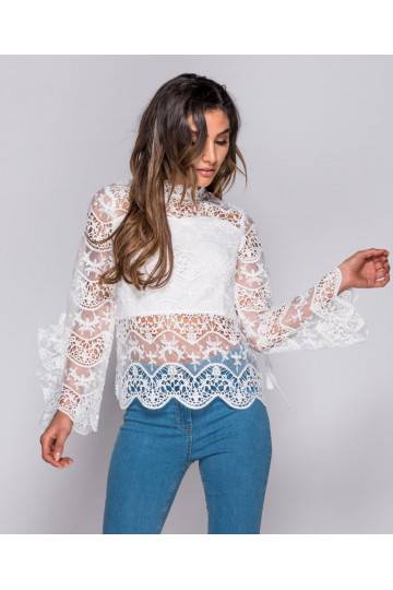 Bohemian Lace Blouse in White 2