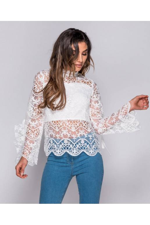  Bohemian Lace Blouse in White