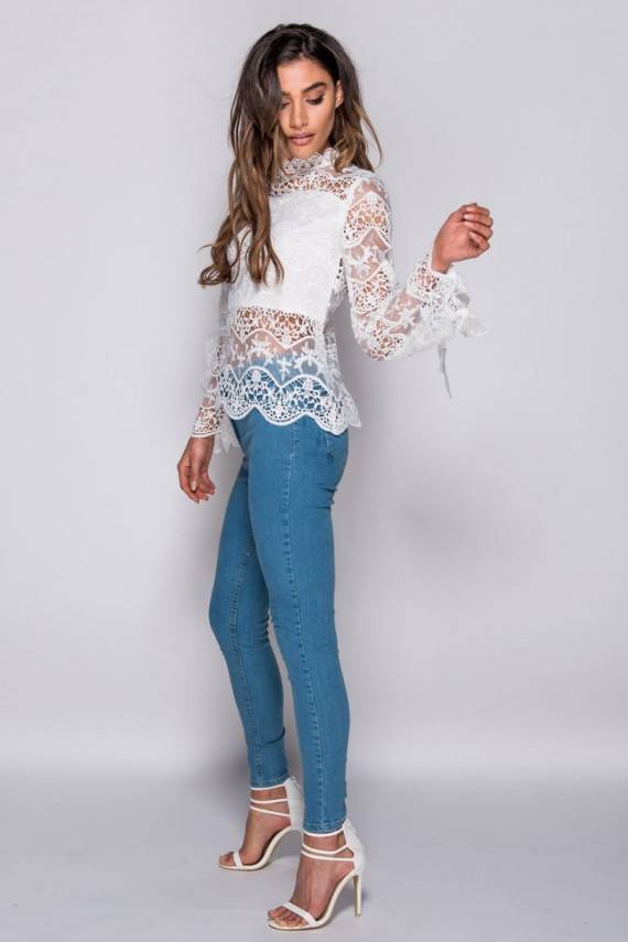  Bohemian Lace Blouse in White
