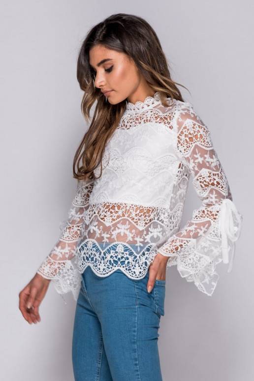  Bohemian Lace Blouse in White