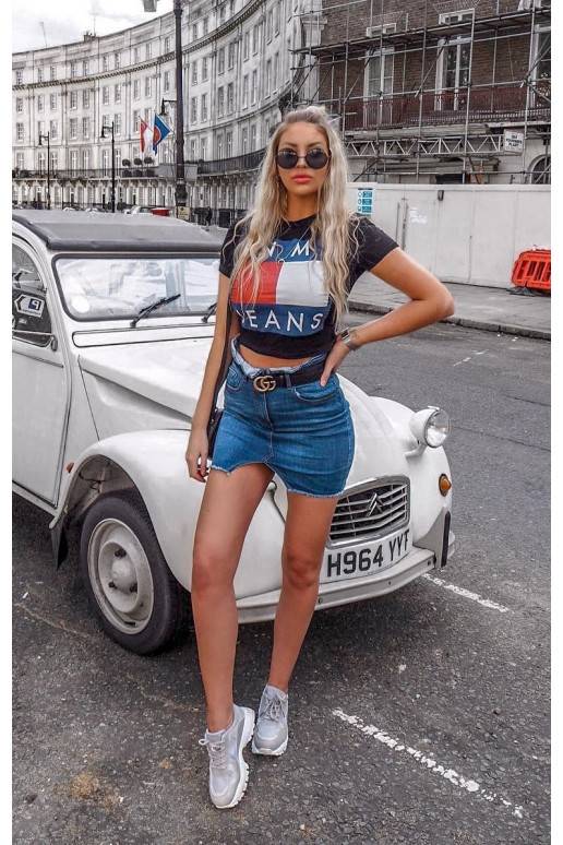 Cut Away Front Denim Skirt Cut Away Front Denim Skirt