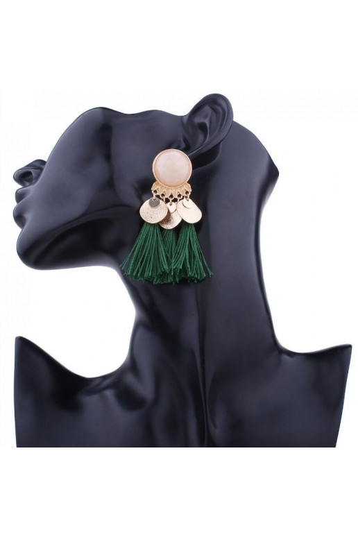 Moss Green Tassel Earrings Moss Green Tassel Earrings