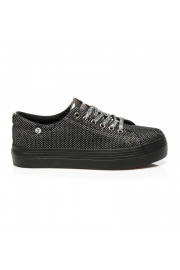 Exclusive shiny black and silver platform shoes AB-37S