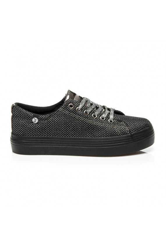 Exclusive shiny black and silver platform shoes AB-37S