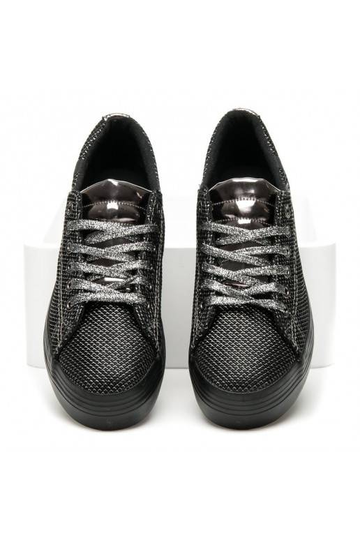 Exclusive shiny black and silver platform shoes AB-37S