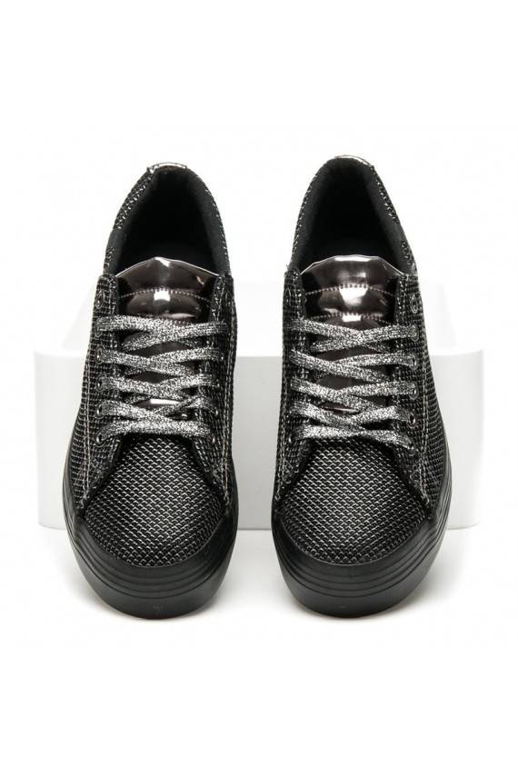 Exclusive shiny black and silver platform shoes AB-37S