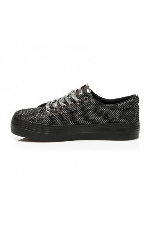 Exclusive shiny black and silver platform shoes AB-37S