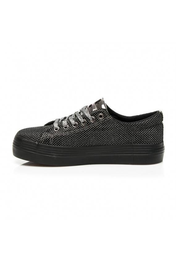 Exclusive shiny black and silver platform shoes AB-37S