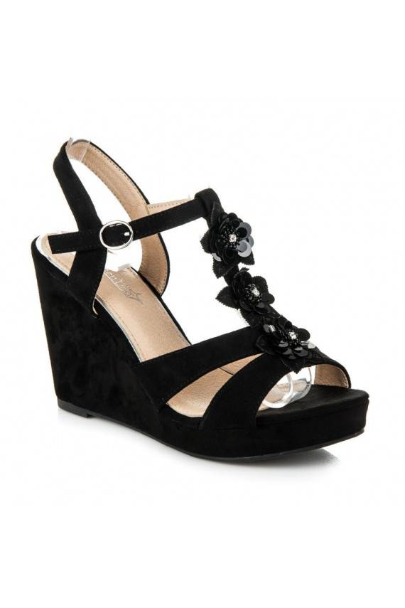 Stylish black platform sandals B501B
