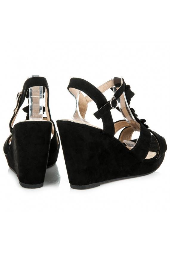 Stylish black platform sandals B501B