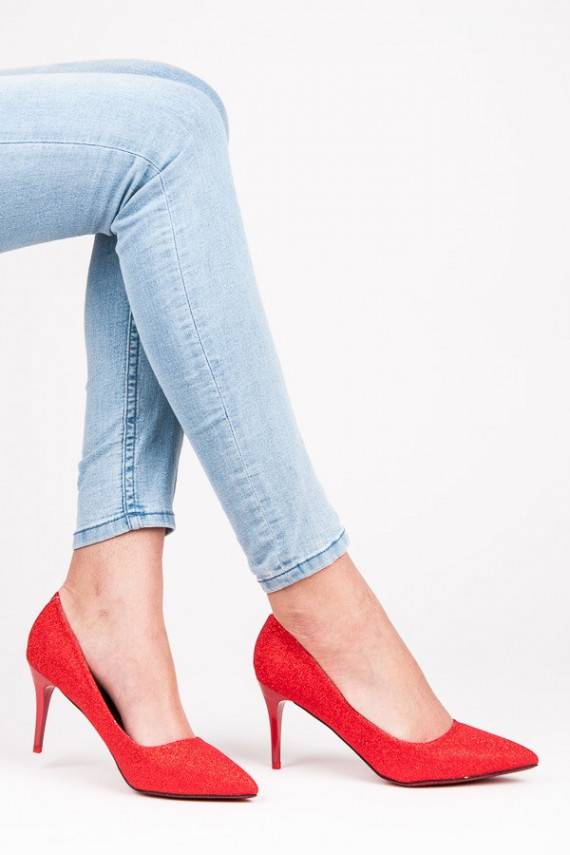 Shiny festive red high heels LEI-139R