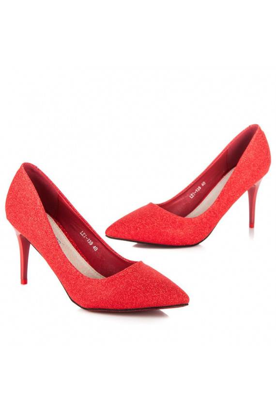 Shiny festive red high heels LEI-139R