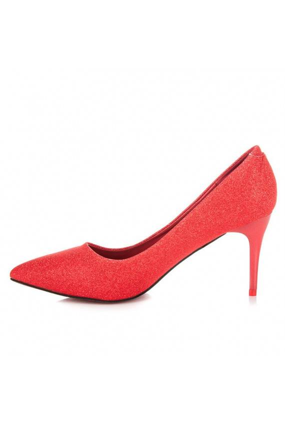 Shiny festive red high heels LEI-139R