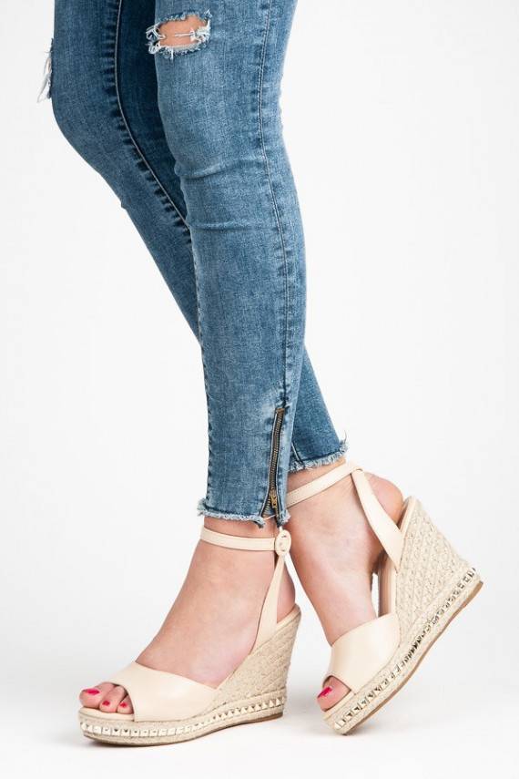 Sand colored platform sandals VICES with studs 2084-14BE