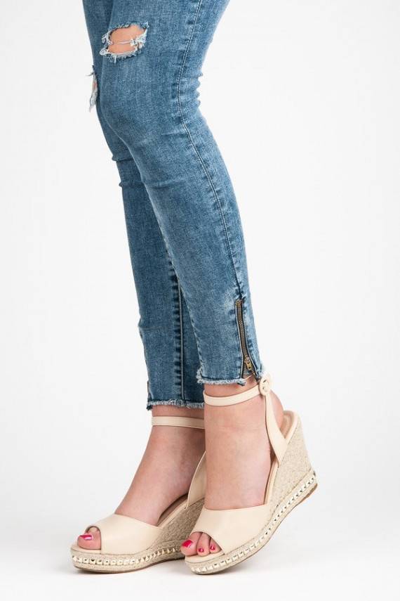 Sand colored platform sandals VICES with studs 2084-14BE