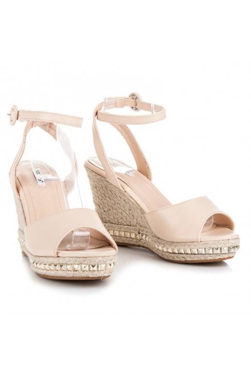 Sand colored platform sandals VICES with studs 2084-14BE