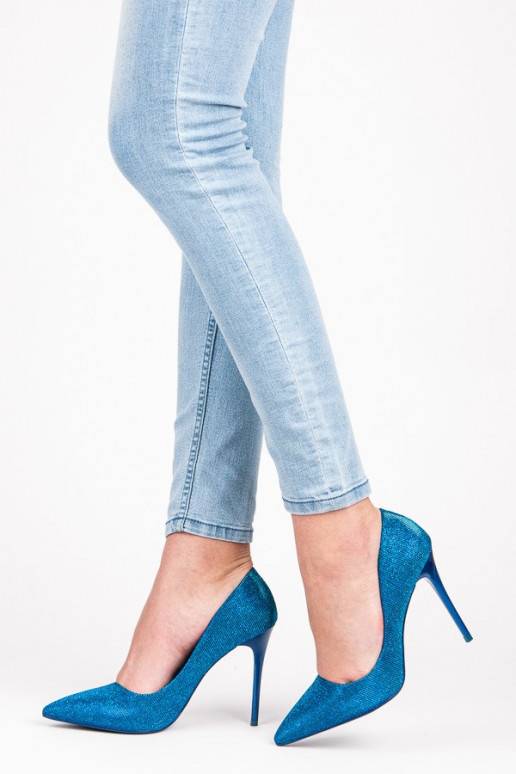Shiny blue high-heeled shoes LEI-105BL