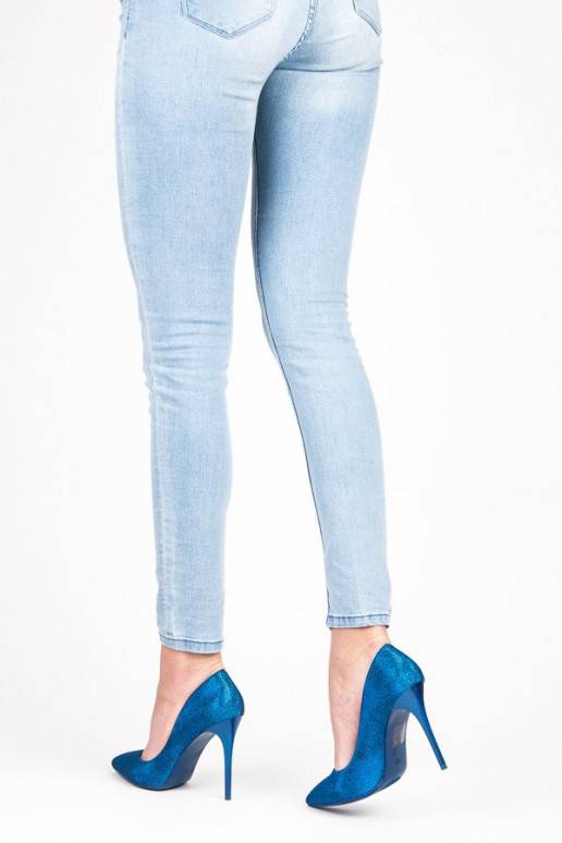 Shiny blue high-heeled shoes LEI-105BL