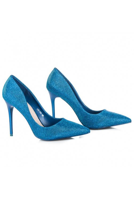 Shiny blue high-heeled shoes LEI-105BL