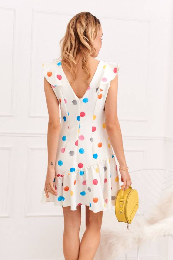 Dress with ruffles and colored dots