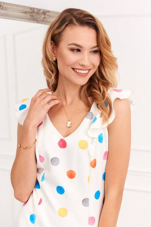 Dress with ruffles and colored dots