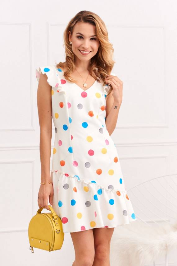 Dress with ruffles and colored dots