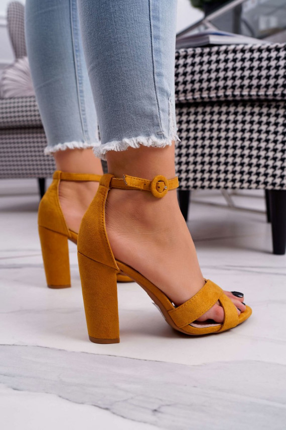 Women's Sandals On High Heel Yellow Telmen