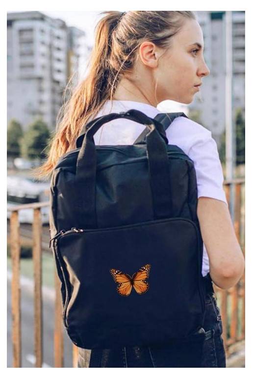 Backpack Twin Black Butterfly Brown