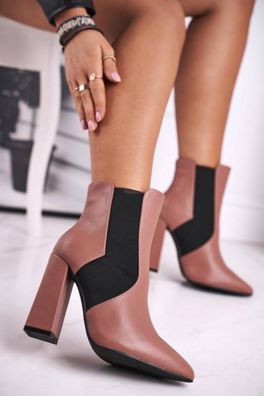 Women's Boots On Heel With Cuffs Pink Good Vibes Women's Boots On Heel With Cuffs Pink Good Vibes