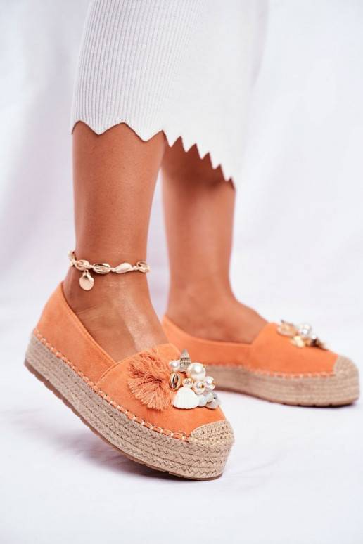 Women s Espadrilles On Platform Linen Orange Denver