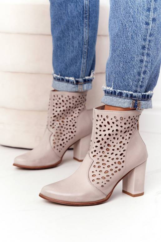 Openwork Leather Boots On A Post Exquisite 1219 Cappuccino Openwork Leather Boots On A Post Exquisite 1219 Cappuccino