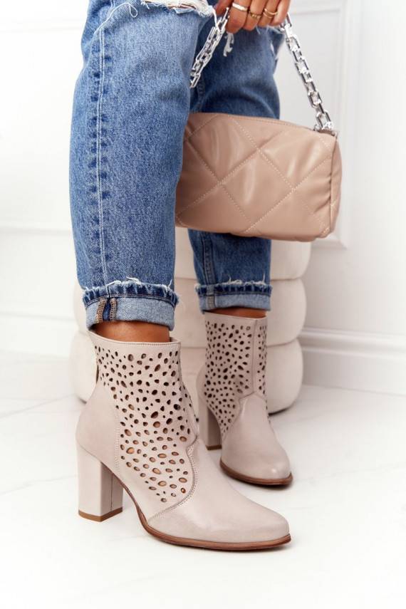 Openwork Leather Boots On A Post Exquisite 1219 Cappuccino